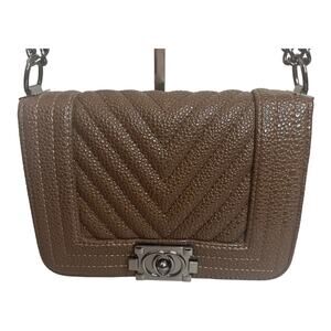 Brown Vegan small Crossbody bag Shoulder Bag with Gun Metal Hardware